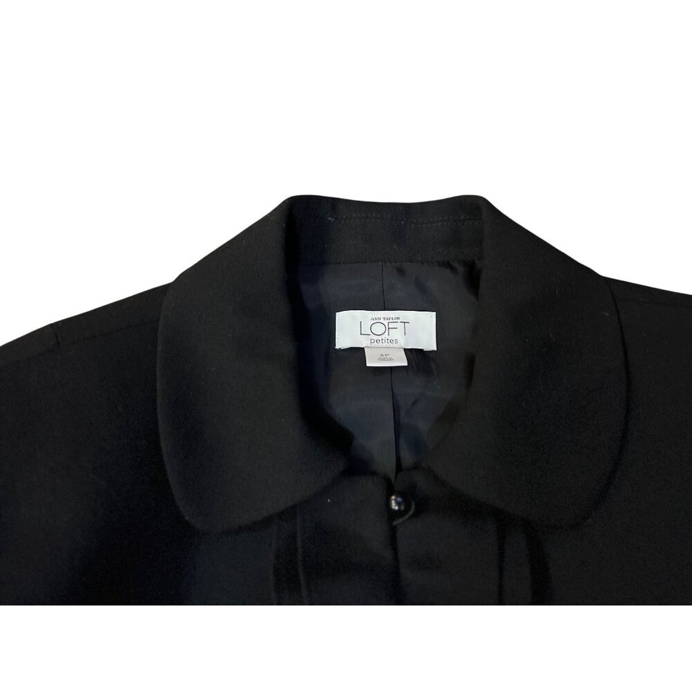Vintage Ann Taylor Loft Petites Jacket Womens 6P Used Black Lined Ruffled Front - Picture 13 of 14